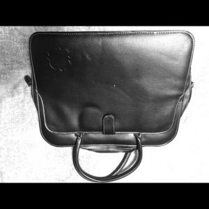 Solis black tote faux leather with quatrefoil